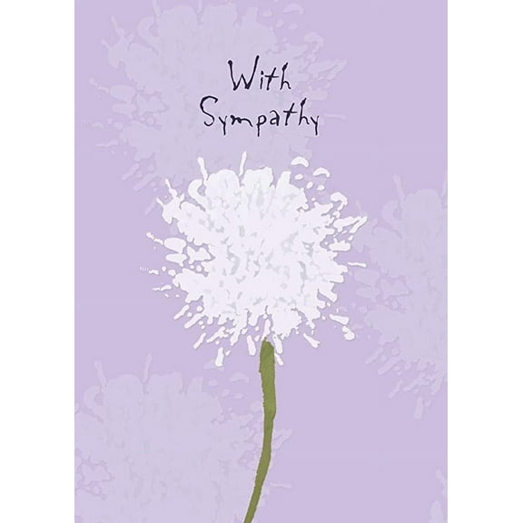 Sympathy Greeting Card (5" x 7") by Art From The Heart | 3 Pack 3 Envelopes (Purple Dandelion)