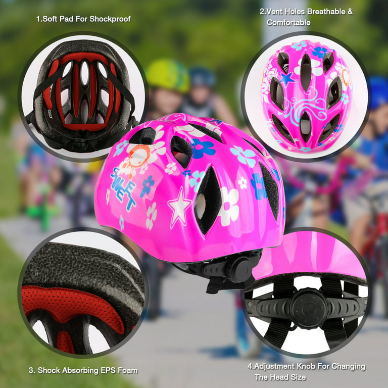 Coastacloud Kids Helmet Set Knee Pads - Kids Helmet Elbow Pads Wrist Guards Adjustable for Girl Boy Kids Protective Gear Set for Sport Cycling Bike