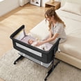 thumbnail image 4 of Baby Bassinet Bedside Crib Foldable Portable with Adjustable Height, Wheels, and Storage Basket, dark gray, 4 of 7