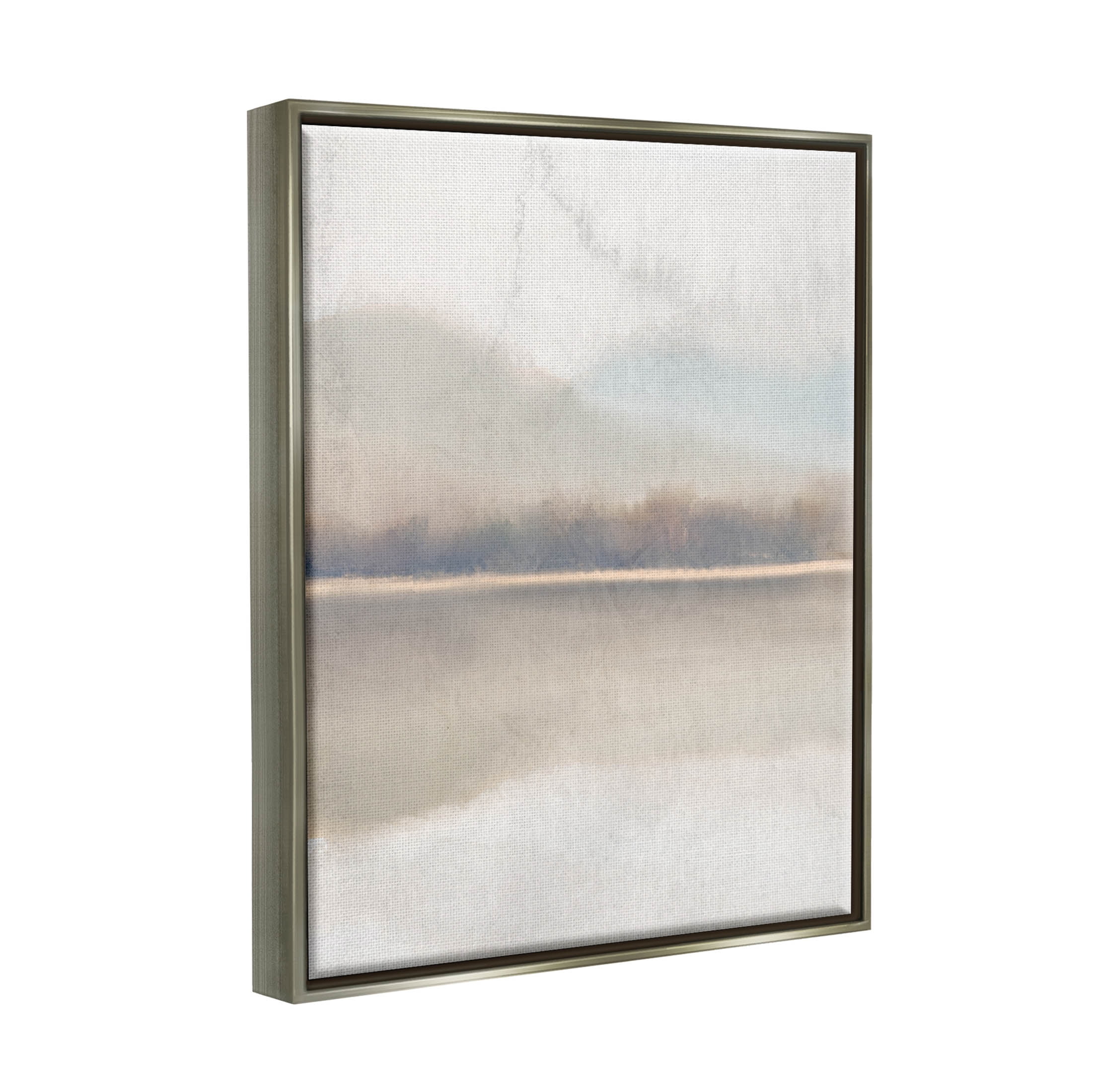 Stupell Industries Distant Foggy Land Lake Scenery Graphic Art Luster Gray Floating Framed Canvas Print Wall Art, Design by Kim Allen