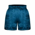 thumbnail image 4 of YUGYXL Women's Sequin Shorts Drawstring Classic Party Shorts Stretch Waist Vacation Shorts with Pockets Blue M, 4 of 8