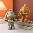 thumbnail image 4 of GUOOL Resin Tray Crown Rabbit Girl Key Storage Ornaments Fruit Snack Tray Living Room Gray, 4 of 8