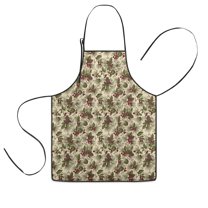 Beige Christmas Pine Cone Pattern Kids Aprons for Girls and Boys,Adjustable Neck Strap Toddler Aprons for Kids Cooking Baking