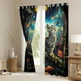 thumbnail image 3 of Feelyou Cat Kitten Curtains Pack of 2 (52x84 Each), Mushroom Stars Galaxy Window Curtains, 3 of 6