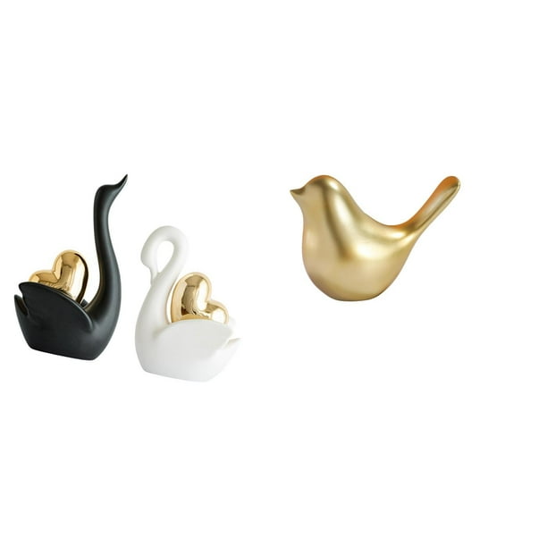 estatua de cisne,Estatuas y figuritas de cisne de cerámica modernas Esculturas,Escultura de animales Decoración centro de mesa,Figura de pájaros,Figura de pájaro dorado,decoración del