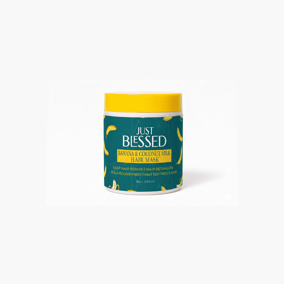 Banana & Coconut Milk Hair Mask - Deep Conditioning Treatment for Dry, Damaged Hair, Nourishes, Softens, Strengthens & Restores Natural Shine, 8 oz