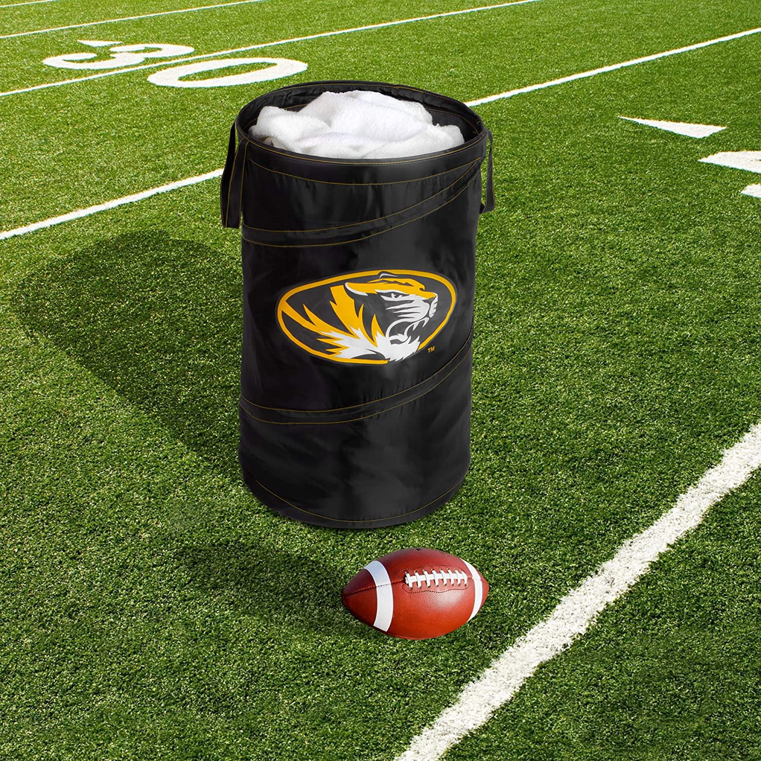 Smart Design Pop Up Spiral Laundry Hamper - 15 x 25 inch - University of Missouri   - Black and Gold Colors - Missouri Tigers