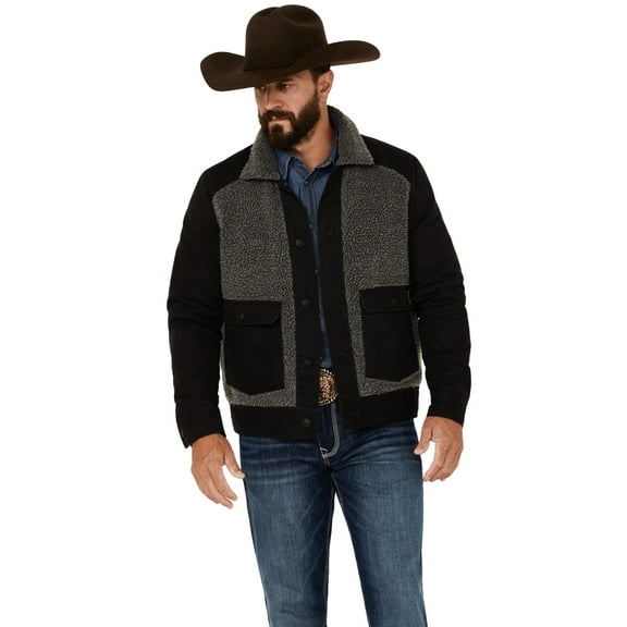 Brothers And Sons Men's Warren Blanket Sherpa Jacket Black Large  US