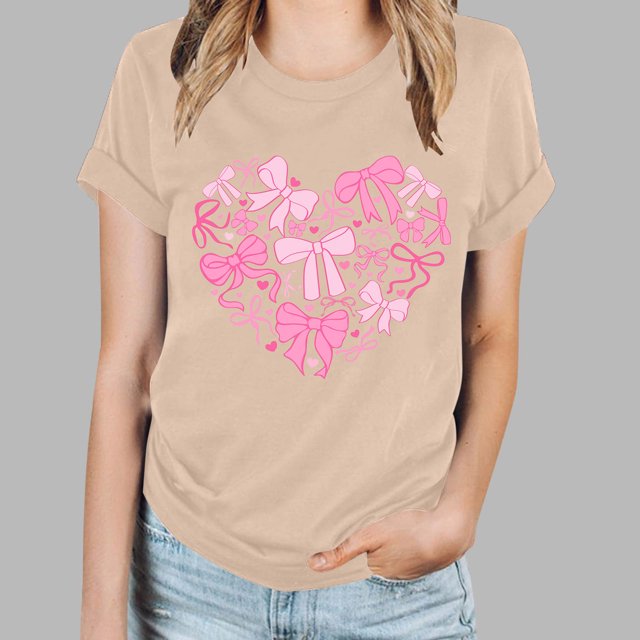 Liquidation à Moins de 4! Mode Femme Sevevn Imprimé Manches Courtes Chemisier Col Rond T-Shirt Vêtements de Vacances à la Plage pour Femmes Beige P