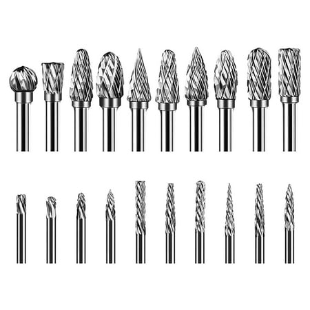 

20 Piece Double Cut Carbide Burr Set Die Sharpening Bits 1/8 Inch Tungsten Carbide Tool Bits