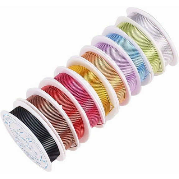 10 Rolls 16 Feet Colored Aluminum Wire 20 Gauge Bendable Metal Craft Wire 0.8mm Flexible Sculpting Beading Wire for DIY Wrapped Jewelry Manual Arts Making Rainbow Projects