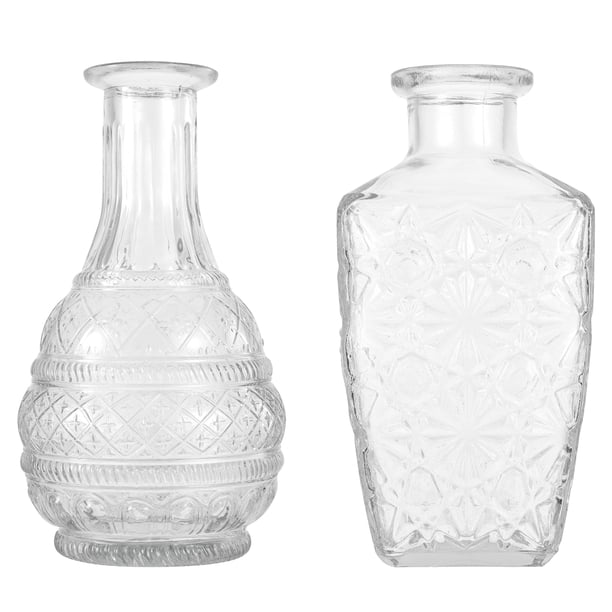 2 PCS estilo retro vidrio flor jarrón florero transparente para decoración del hogar