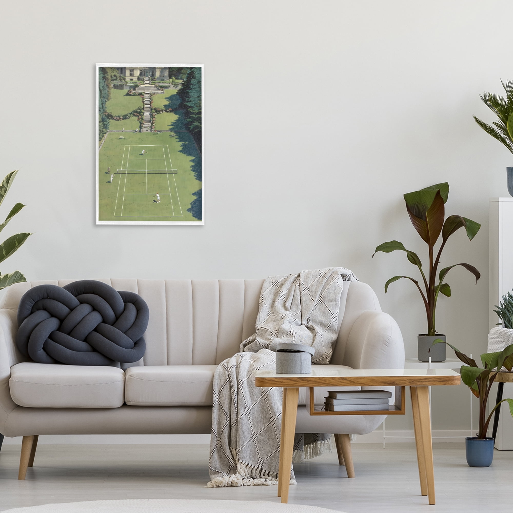 Stupell Industries Tennis Court at Mansion White Framed Giclee Art, design by Petal Prints Design