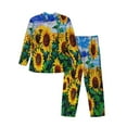 thumbnail image 2 of Kll Landscape With Sunflowers Sleepwear Mens Flannel Pajamas,Long Cotton Pj Set, 2 of 9