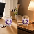 thumbnail image 2 of 2D Printed Halloween Stemless Glass Cup, Spooky Ghost Black Cat Pumpkin Pattern Wine Tumbler, Seasonal Halloween Party Drinkware Decor, 2 of 7