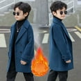 thumbnail image 2 of Mercatoo Girls' Dress Coat Double Breasted Peacoat Boys Trench Coat Wool Blend Long Winter Coat Kids Thicken Mid Length Ski Jacket, 2 of 5