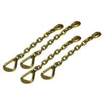 (4 Pack) 3/8" Grab Hook w/ 18" Chain Anchor 4" Delta Ring Tow Wrecker Hauling Tiedown