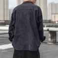thumbnail image 4 of Wyobmus Mens Corduroy Button Down Shirt with Flap Pocket Casual Western Retro Long Sleeve Lapel Shacket Jacket Fall Fashion Clothes A-Black, 4 of 4