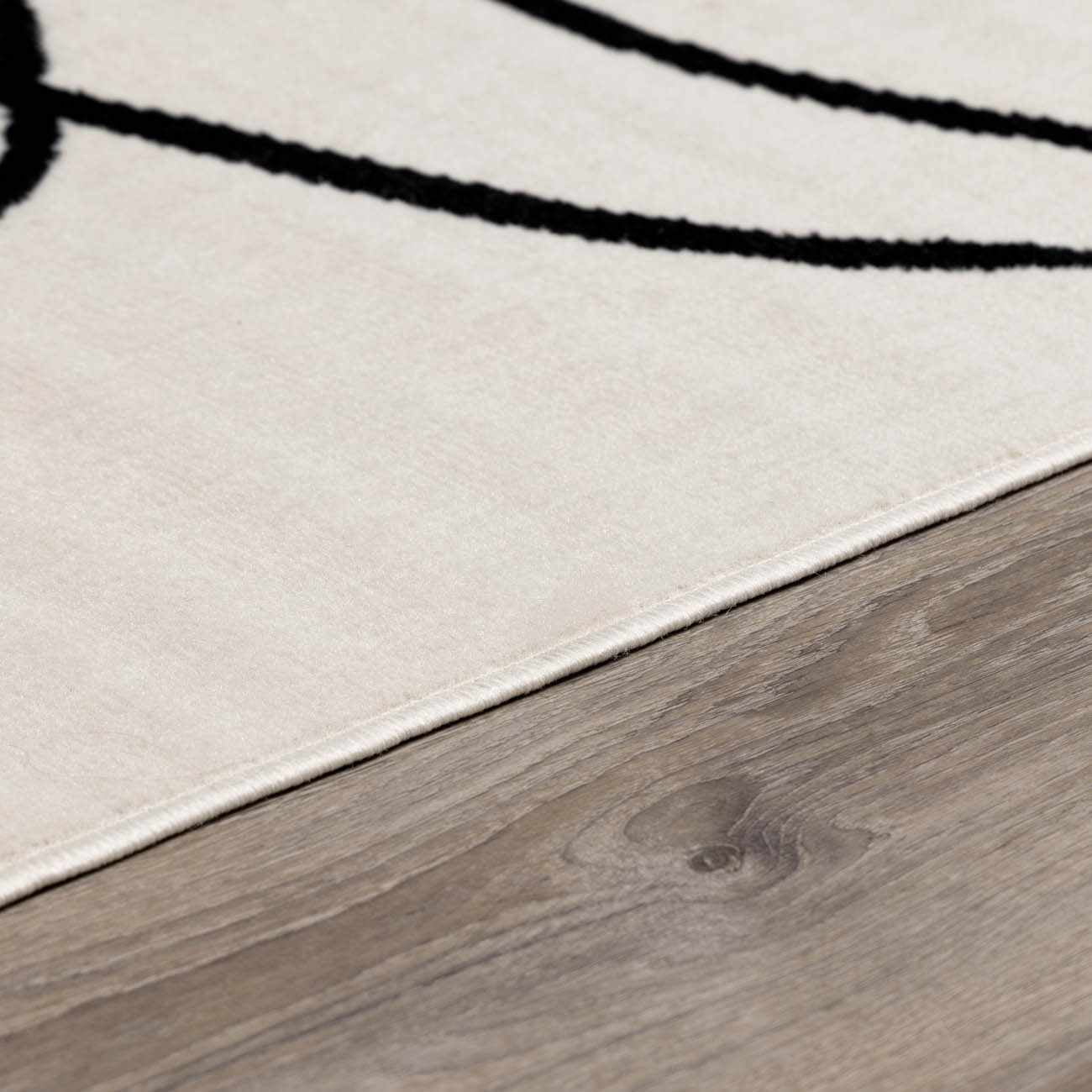 Hauteloom Eilir Modern Abstract Area Rug - Contemporary Geometric Carpet for Living Room, Bedroom, Dining Room - Beige, Black, Cream - 6'7" x 9'
