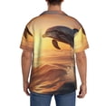 thumbnail image 5 of Cauagu Sunset Dancing Dolphin A Men's Short Sleeve Button Down Hawaiian Shirt for Men Bowling Shirts Casual Summer Beach Shirt,XX-Large, 5 of 6