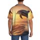 thumbnail image 3 of Balery Sunset Dancing Dolphin A Camisa Casual de Manga Corta con Botones para Hombre, Texturizada, Estilo Cubano, para Playa, Verano-Large, 3 of 5