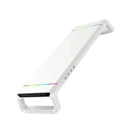 RUISINERY Computer Monitors Stand Risers with USB Hubs LED Light Foldable Computer Stand with Storage Drawer and Phone Holder