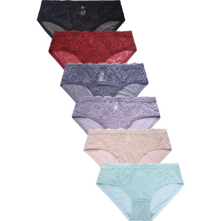

247 Frenzy Women s Essentials Sofra PACK OF 6 Allover Lace Bikini Panty