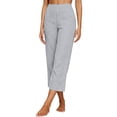 thumbnail image 4 of Summer Linen Capri Pants for Women Elastic High Waist Wide Leg Capris Casual Loose Beach Cropped Trousers Gray 2XL, 4 of 7
