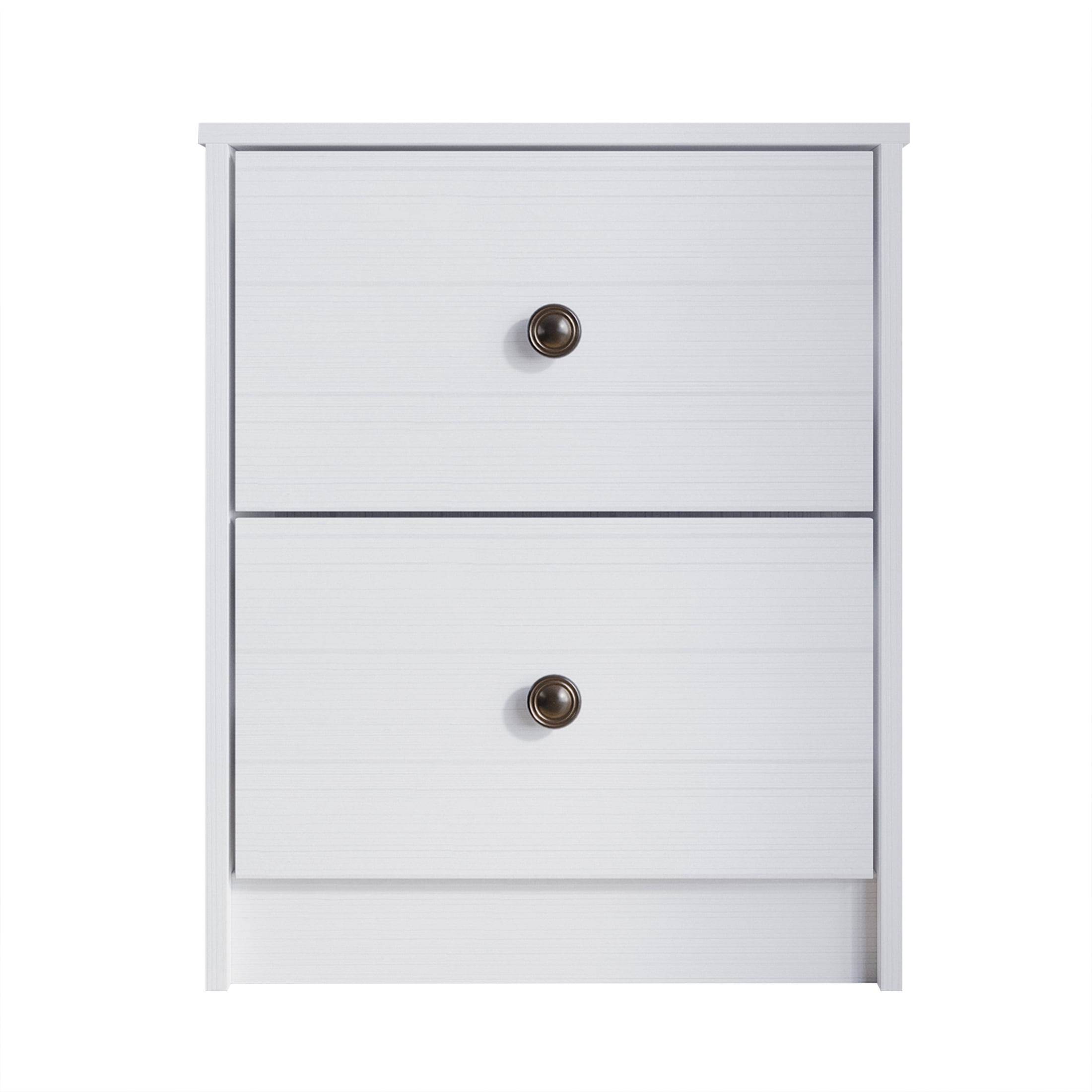 Castle Place Vintage Nightstand with 2 Drawers, White Gray