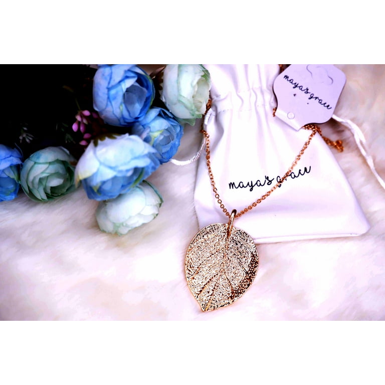 Maya's Grace Ladies Long Chain Jewelry Women Special Leaves Leaf Sweater Pendant Necklace