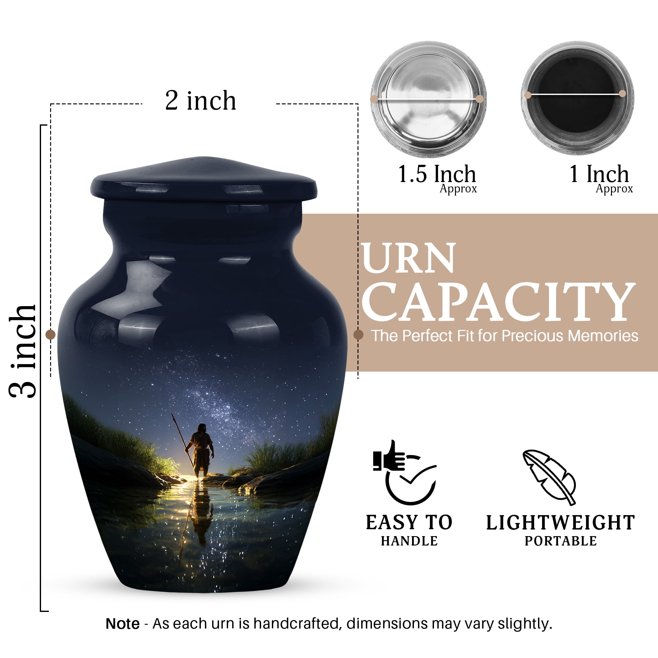 JAGSHASHI Fishing Mini Keepsake Urns For Human Ashes Adult Female – Small Cremation Urn For Ashes Adult Male or Pets – Funeral Token Urn with Fisherman – Memorial Tribute for Families (Blue 3 Inch)