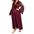 thumbnail image 2 of LilyLLL Women Sexy Lace Satin Silk Nightdress Lingerie Sleepwear Long Robe Plus Size, 2 of 4