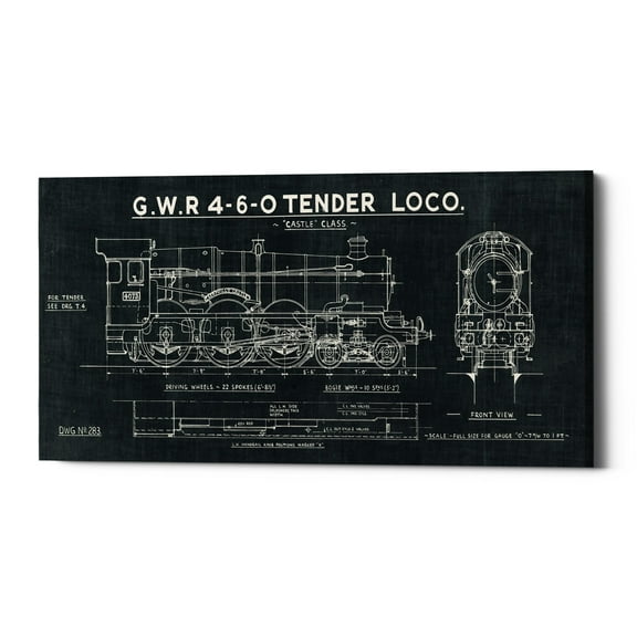 Epic Graffiti  "Train Blueprint III" by Wild Apple Portfolio, Giclee Canvas Wall Art, 12"x24" 20"x40"