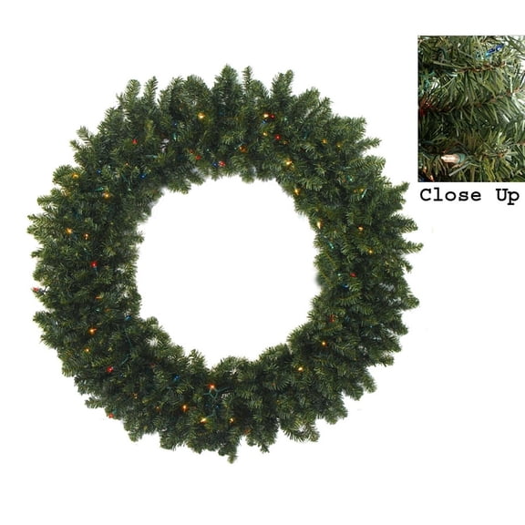 Northlight PVC Decorated Pine Multi-color Incandescent Corded Prelist Commercial Artificial Canadian Christmas Wreath, 60" (Green)