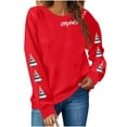 thumbnail image 2 of Nmnitkp Sweatshirt for Women Christmas Shirt for Womens Tops Plus Size Long Sleeve Holiday Tee Tops Red,L, 2 of 6