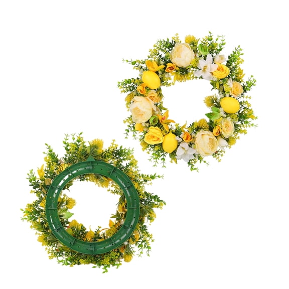 Aurgiarme Yellow Flower Wreath for Front Door, Artificial Spring Wreath for Garden Farmhouse Outdoor Garden Wedding Decorations