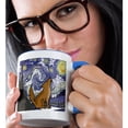 thumbnail image 2 of 3drose, Funny Cute Coyote Howling in Starry Night Van Gogh Art, 11oz Two-tone Blue Mug, 2 of 6