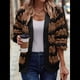 thumbnail image 5 of Suéter de Invierno de Punto Holgado con Rayas y Mangas Farol para Mujer, Moda de Otoño Marrón Negro L, 5 of 10