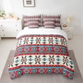 thumbnail image 2 of jejeloiu Boho Bohemain Bedding Comforter Set 7-Piece,Vintage Aztec Geometric King Bedding Sets,Red Beige Geometric Bed Sheets,Breathable Room Decorative Reversible, 2 of 8