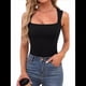 thumbnail image 1 of Camisetas Sin Mangas con Cuello Cuadrado para Mujer, Elegantes, de Verano, Sin Mangas, Ajustadas, A , para Salir Negro S, 1 of 9