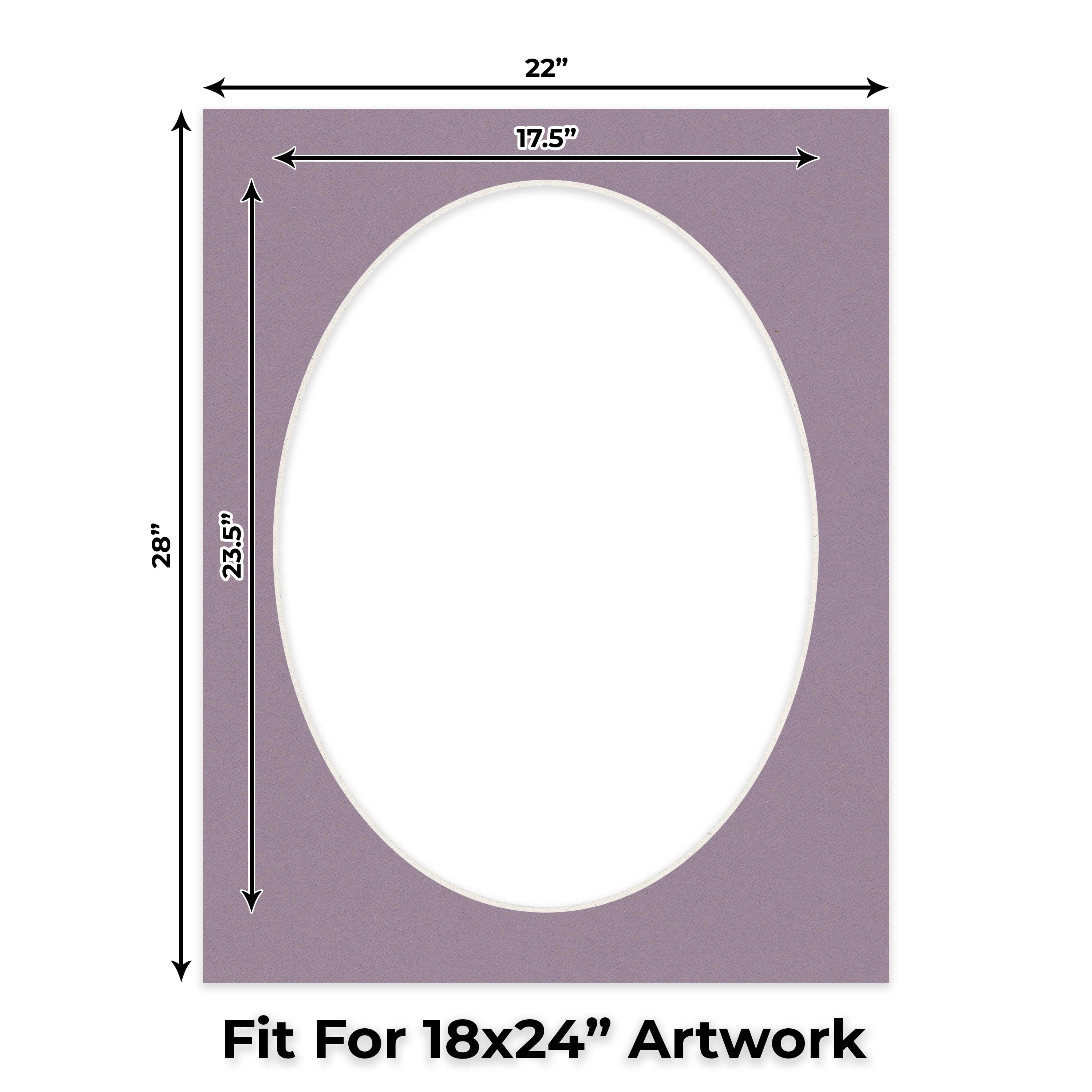Grape Purple Picture Frame Mat for 22x28 Frames - Oval Opening for 18x24 Photos - 10 Mats
