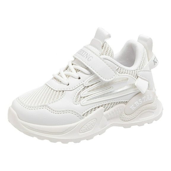 Gubotare Toddler Sneakers Boys Girls Sneakers, Lace up Kids Tennis Shoes for Walking/Running Lightweight Breathable Gym Shoes Outdoor (White,Big Kids 1.5)