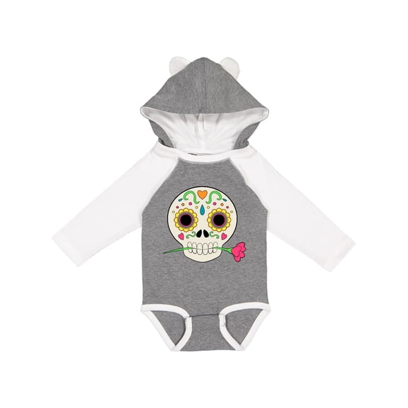 Inktastic Día de los Muertos Skull with Flower Boys or Girls Long Sleeve Baby Bodysuit