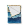 thumbnail image 2 of Appalachian Soft Flannel Fleece Throw Blanket, Blue Mountain Ridges with Foggy Look and Sunset Panorama, Cozy Plush for Indoor and Outdoor Use, 70" x 90", Sea Blue and Sand Brown, by Ambesonne, 2 of 5