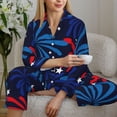 thumbnail image 5 of KLL Red White Blue Fireworks Print Women's Long Sleeve Pajamas with Pants Sleepwear Loungewear 2 Set-Small, 5 of 7