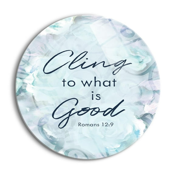Cling To What Is Good Aqua Swirl 24 inch Glass Round Wall Hanging Sign