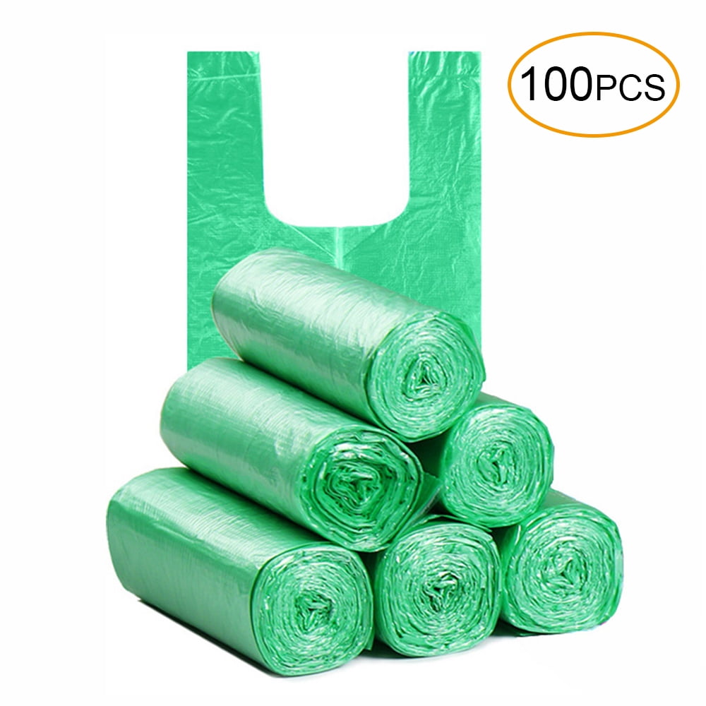 Disposable Thickened Garbage Bag with Handle Tie 100 Pcs Portable Household Heavy Duty Trash Bag ...