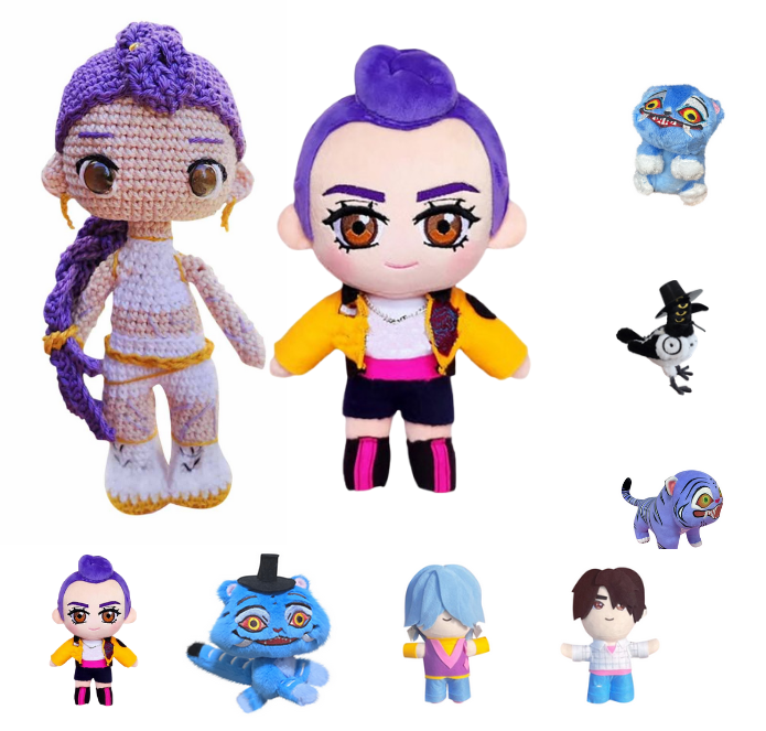 Peluche Kpop Demon Hunters Tigre Violet - Douce, Mignonne, Inspirée Personnage, Cadeau Enfant Fan Kpop