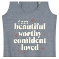 thumbnail image 3 of Instant Message - Beautiful Worthy Confident Loved - Inspirational - Positive Quote - Womens Racerback Tank, 3 of 5