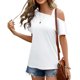 thumbnail image 2 of Camiseta de un hombro descubierto, camiseta de mujer con un hombro descubierto, camiseta de mujer con un hombro descubierto, camiseta casual con un hombro descubierto, diseño a prueba de futuro, 2 of 6